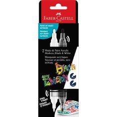 Faber-Castell BE Shake&Paint Acrylic Marker Black&White Box of 2