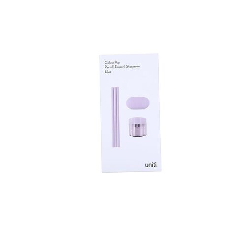 Uniti Colour Pop Pencil/Eraser/Sharpener Lilac