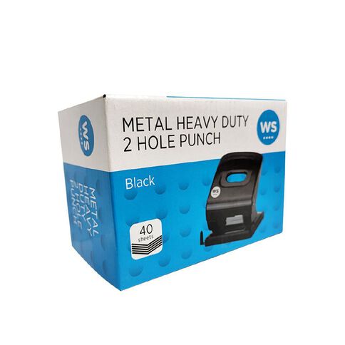 WS Punch Heavy Duty 2 Hole Metal 40 Sheet Black