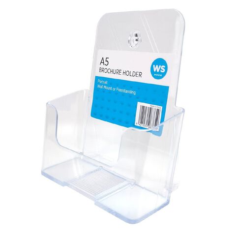 WS Brochure Holder Wall Mount Portrait Single Pocket Clear A5