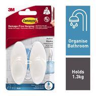 Command Frosted Bathroom Hooks 2 Pack Medium