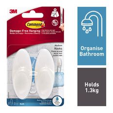 Command Frosted Bathroom Hooks 2 Pack Medium
