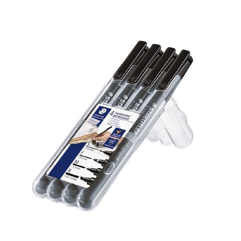 Staedtler Lumocolor Permanent OHP pen Black Pack of 4 - Mixed 4 Pack