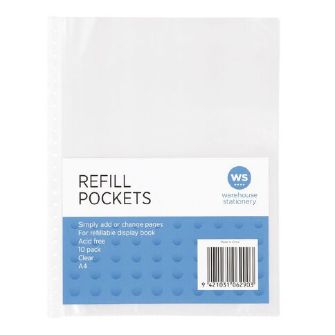 WS Clear Book Refills 10 Pack Clear A4