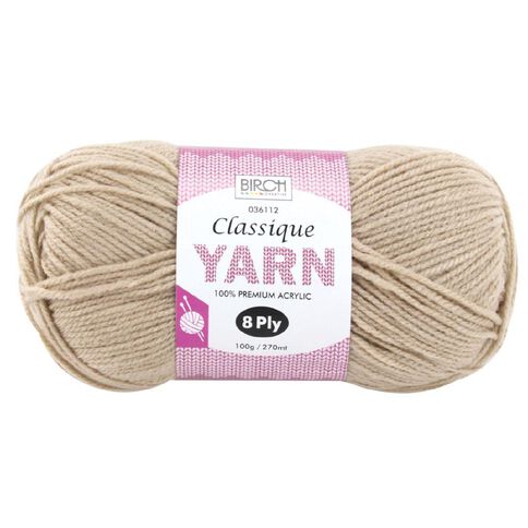 Birch Classique Yarn 100% Premium Acrylic 100g Ball 8 Ply String