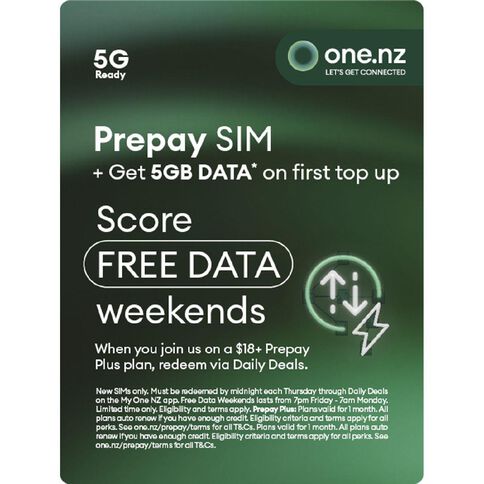 One NZ Prepay Triple Sim with Bonus 5GB
