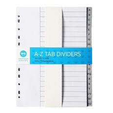 WS A-Z Polypropylene Dividers Grey