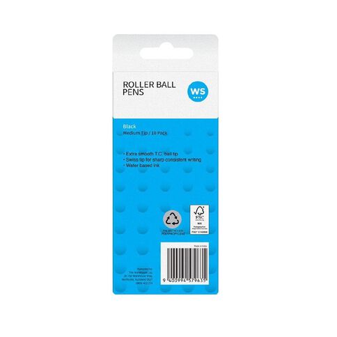 WS Rollerball Pen Black 10 Pack