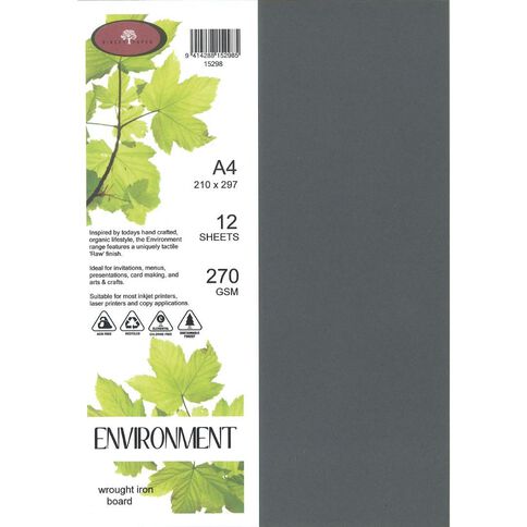 Direct Paper Enviro Board 270gsm 12 Pack Wrought Iron Grey A4