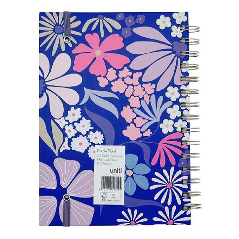Uniti Floral A5 Hardcover Notebook Purple Mid A5