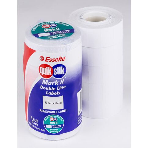 Quik Stik Labels Gun 1000/Roll Removable Labels 23mm x 16mm 5 Pack