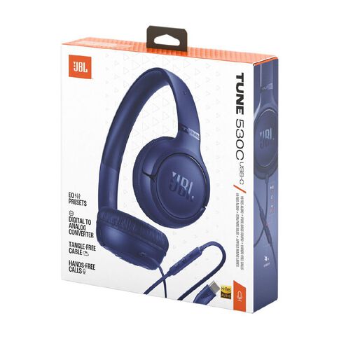 JBL JBL Tune 530 Wired USB-C On-Ear Headphones - Blue