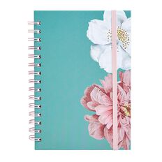 Uniti Kiwi Breeze Notebook Hardcover Spiral Flowers Green Light A5