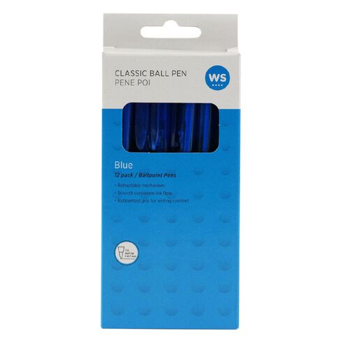 WS Classic Ball Pens 12 Pack Blue