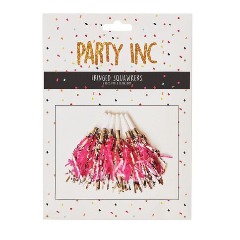Party Inc Party Favours Fringed Squawkers Pink Silver 6 Pack