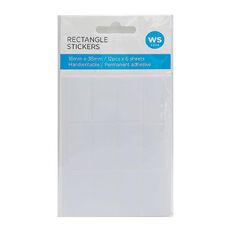WS Rectangle Handwritable Stickers 72 Labels 18mm X 38mm