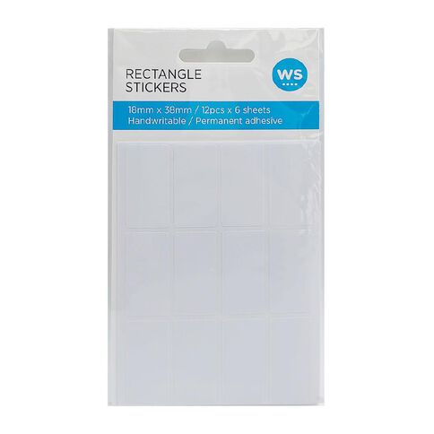 WS Rectangle Handwritable Stickers 72 Labels 18mm X 38mm
