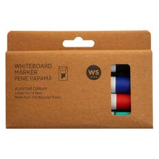 WS Whiteboard Marker Chisel 4 Pack Assorted 4 Pack