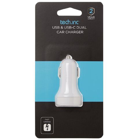 Tech.Inc USB-C + A 27W PD Dual Car Charger