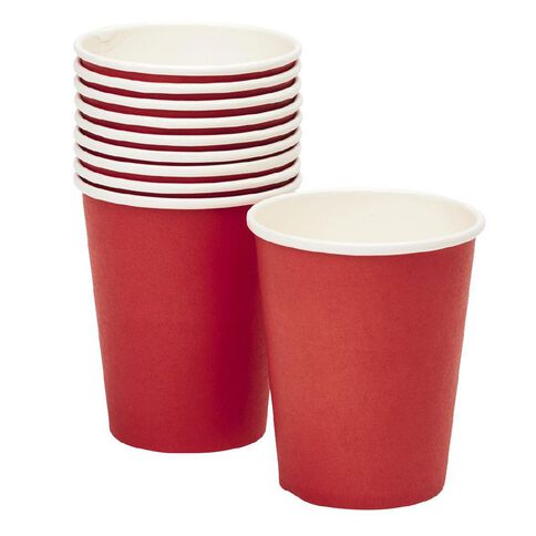 Party Inc Paper Cups 260ml Red Mid 10 Pack