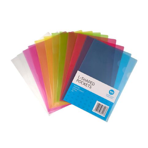 WS L-Shaped Pockets 12 Pack Assorted A4