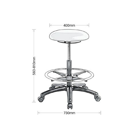 Button Tech Stool with Footring Black Vinyl