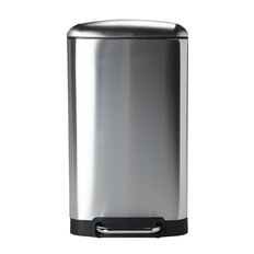 Living & Co Soft Close Pedal Bin Stainless Steel Rectangle Silver 30L
