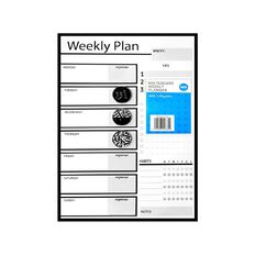 WS Whiteboard Weekly Planner With 3 Magnets