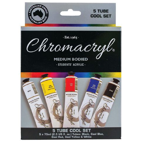 Chromacryl Students Acrylic Tube Set 5 x 75ml Multi-Coloured