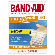 Band Aid Extra Wide Plastic Strips 40 Pack
