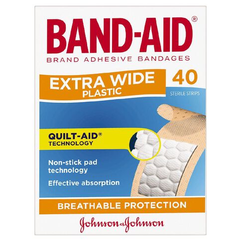 Band Aid Extra Wide Plastic Strips 40 Pack