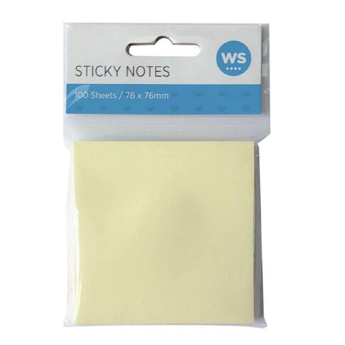 WS Sticky Notes Yellow 7.5cm x 7.5cm 100 Sheets Yellow Mid