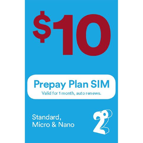 2degrees $10 Monthly Prepay Plan SIM