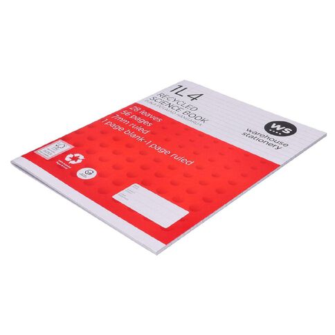 WS Exercise Book 1L4 7mm Ruled Nature 28 Leaf Red Mid