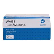 WS Envelope E4 Wage Self Seal 500 Pack Manilla