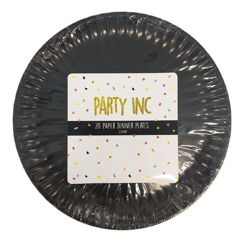 Party Inc Paper Dinner Plates 23cm Black 20 Pack