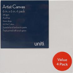 Uniti Value Blank Canvas 6in x 6in 4 Pack