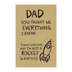 John Sands Father's Day Card Dad Hum Dad Rocket Scientist