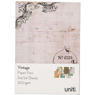 Uniti Designer Paper Pack A4 24 Sheet Vintage
