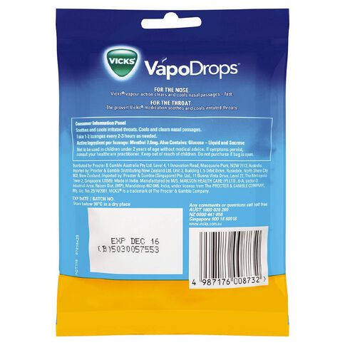 Vicks VapoDrops Butter Menthol Lozenges 24 Pack