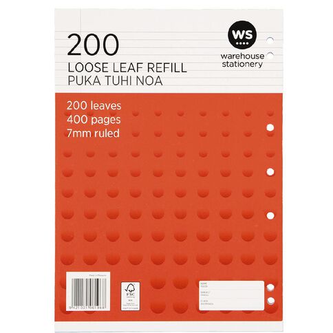 WS Ruled/Punched Pad Refill - 7mm 200L Orange Mid 200L