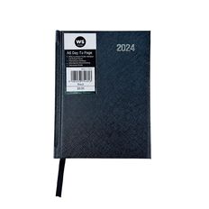 WS Date To Page Diary 2024 Black A6