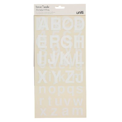 Uniti Iron-on Alphabet & Numbers White