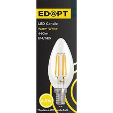 Edapt LED E14 Filament Glass Candle Light Bulb 4.5w Warm White