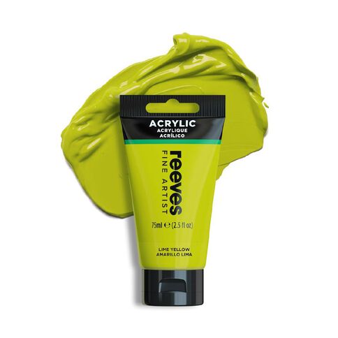 Reeves Fine Acrylic Paint Lime Yellow 415 75ml