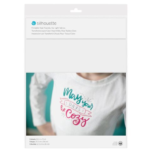 Silhouette Printable Htv For Light Fabric 8.5 x11 inch 5 Sheets