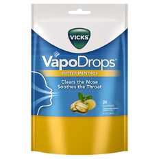 Vicks VapoDrops Butter Menthol Lozenges 24 Pack