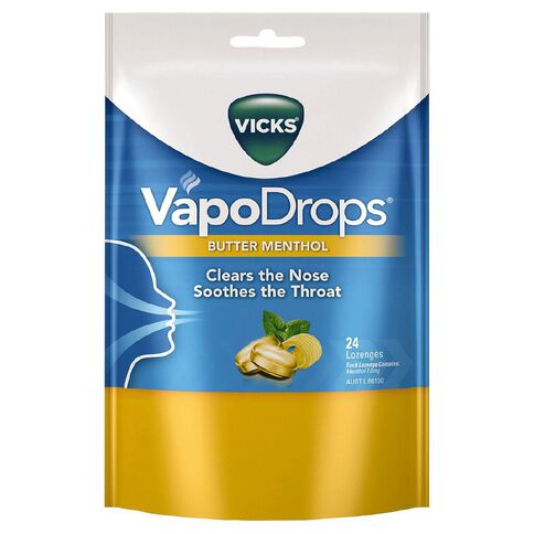 Vicks VapoDrops Butter Menthol Lozenges 24 Pack