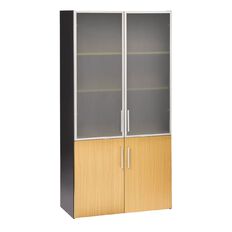 Jasper J Emerge Wood/Glass Doors Cupboard Beech/Ironstone