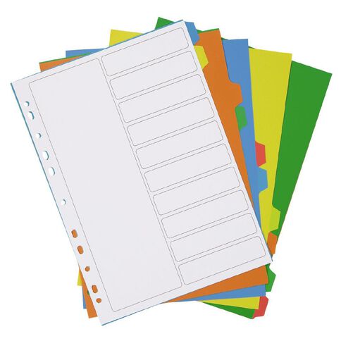 WS PP Dividers 10 Tab Multi-Coloured